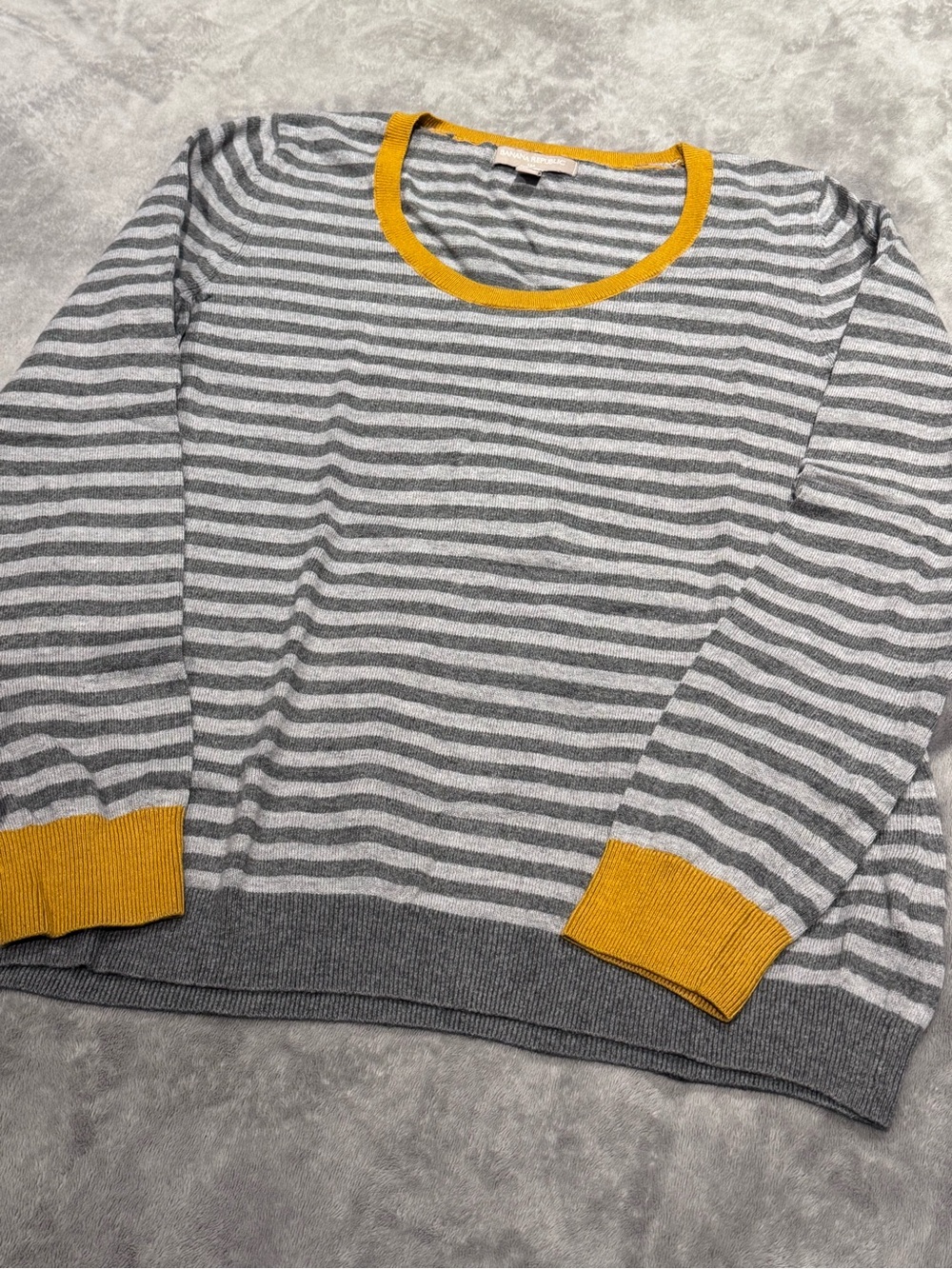 Banana Republic Women’s Striped Sweater with Mustard Trim - Size S